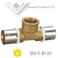 EM-F-B130 brass press fitting inox press fitting 3 way crimp copper pipe fitting